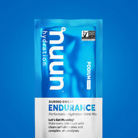 A Nuun Endurance sachet against a blue background.